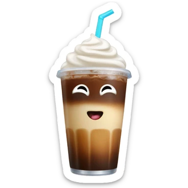Iced coffee with milk and straw sticker