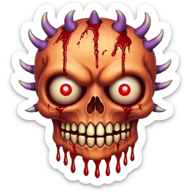 A Hideous mutated monster covered in rotton flesh and bloodin the style of your bleeding skull art, full body. Final boss character, full body sticker