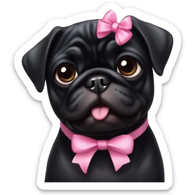 Black pug with pink bow sticker