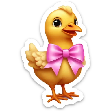 Baby chicken with pink bow sticker