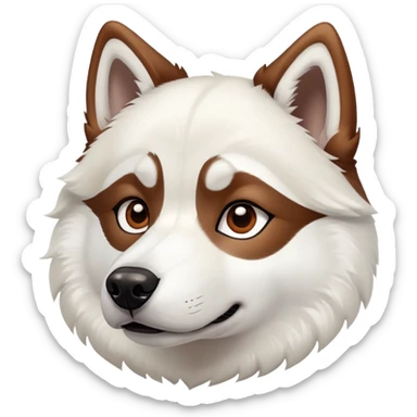 White with brown mixed in husky dog with pointy ears sticker