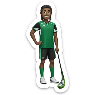Green black lacrosse coach with stick  sticker