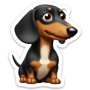 wiener dog with its head turned to the side and giving a side eye sticker