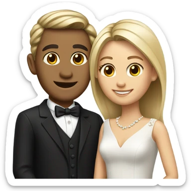 smiling couple in formal attire sticker