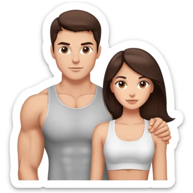Fitness brunettes couple strong sticker