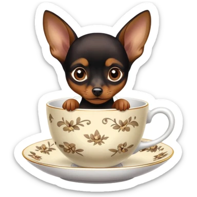 Min pin in a teacup  sticker