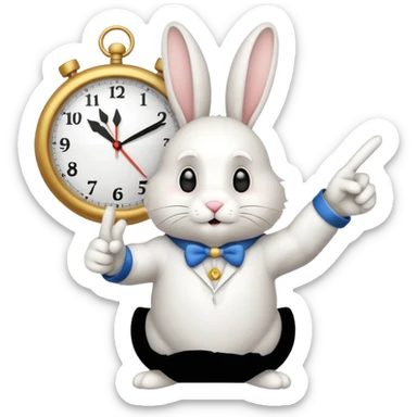 rabbit pointint time on clock  sticker