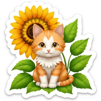 Kitten sunflower sticker