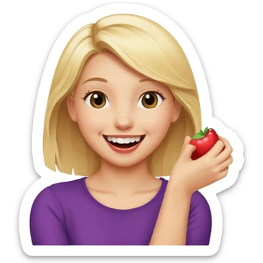 Emoji blonde girl love biting an arm sticker