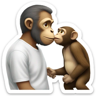 monkey getting  kiss by daddy  sticker
