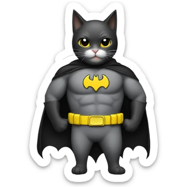 Cat dress as batman with banana symbol sticker