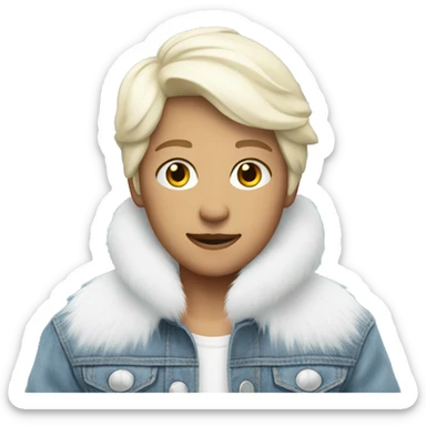 Light Denim Jackets with white fur sticker