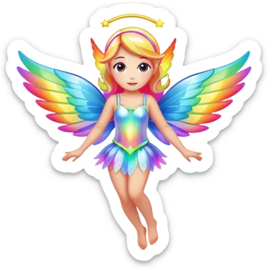 Iridescent fairy flying twinkle rainbow neon sticker