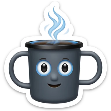 black hot coffee mug to go with black lid and a blue circle sticker sticker