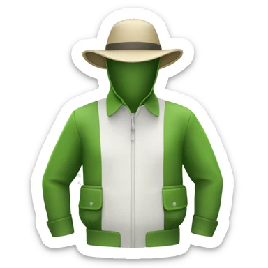 gardener pith helmet jacket white green trees  sticker