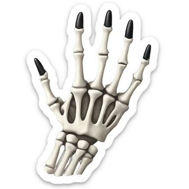 skeleton hand with long black nails sticker