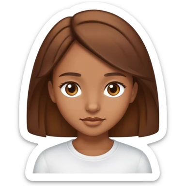 light brown skin girl with brown hair pretty sticker