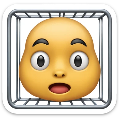 a emjoi face in a cage sticker