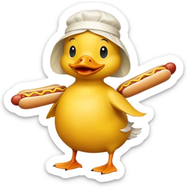 Duck dressed as a hotdog sticker