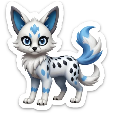 Cool edgy cute adorable hyper-realistic badass Serval-Lycanroc-Absol-Fakémon-hybrid-creature (full body)  sticker
