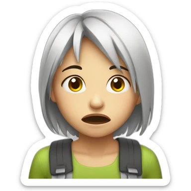 Girl is crying because she is hungry  sticker