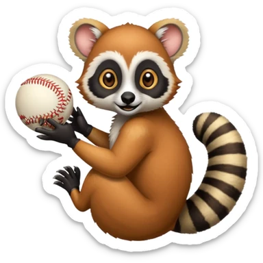 Lemur catching a baseball sticker
