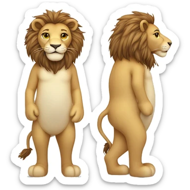 whole body of lion in jellycat style (standing and two sides) sticker