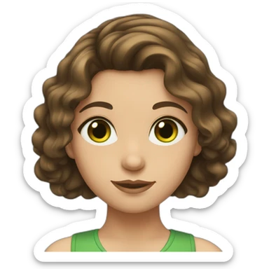 girl with wavy brunette hair and green eyes sticker