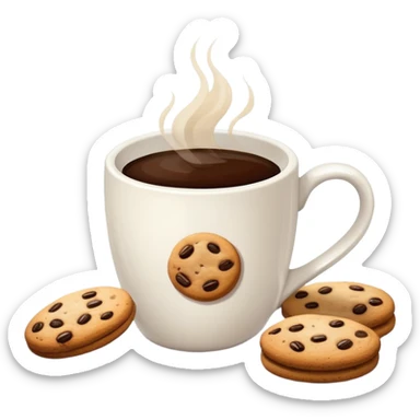 Coffee mug with coffee and cookies sticker