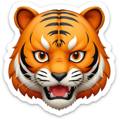 angry tiger with fangs, front face  sticker