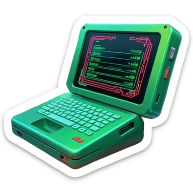 A sleek digital terminal with a holographic interface showing files being uploaded, data packets represented as trash icons, the screen glitching and exploding with red error symbols, tech dystopia vibes, neon greens and reds, circuit patterns in background --v 5 --ar 3:2 --style sci-fi --chaos 30 sticker
