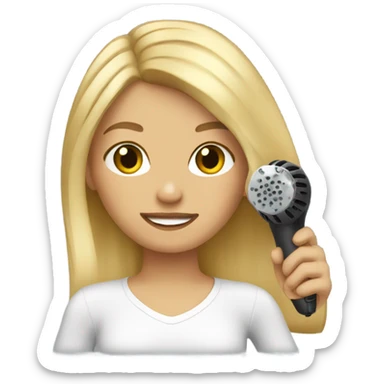 girl with blonde hair blow drying it  sticker