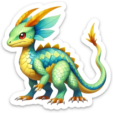 cool exotic fantasy-creature-Fakémon-Pokémon, full body, with markings sticker