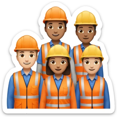 group of multiracial railway engineers sticker