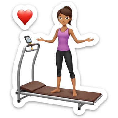 Skinny & beautiful girl with dark brown hair standing on a Pilates map sticker