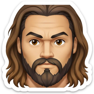 Jason Momoa with long hair and beard sticker