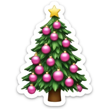 A Christmas tree with pink decorations sticker