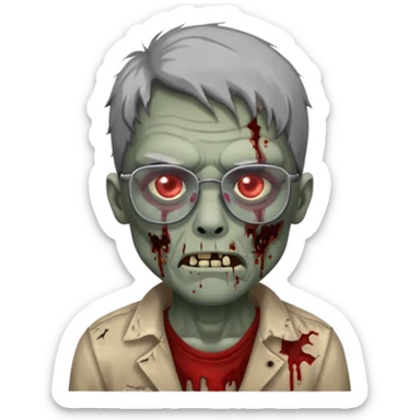 Zombie with glasses more visible glasses, some difference between zombie and glasseslasses  sticker