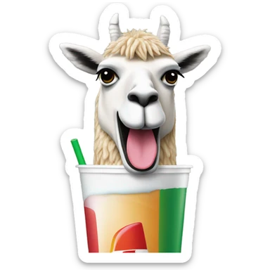 Llama drinking a 7-eleven slurpee sticker