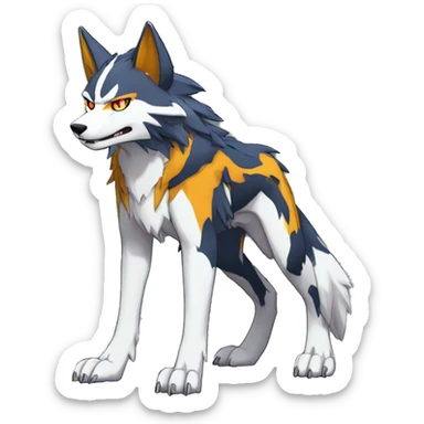 Cool Edgy Colorful Digimon-Fakemon-Wolf with edgy markings full body sticker