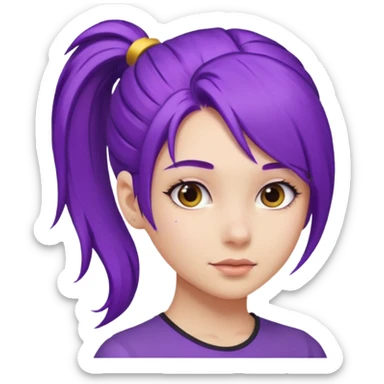Girl with purple hair with a ponytail  sticker
