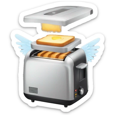 a flying toaster machine with wings sticker