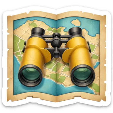 map with binoculars sticker