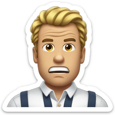 muscle macron frustrated pulling hair sticker