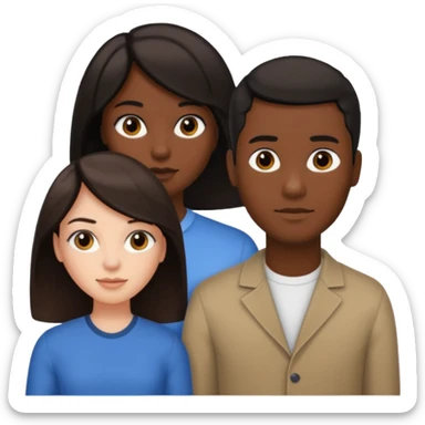 Black man short hair and white woman with long brown hair sticker