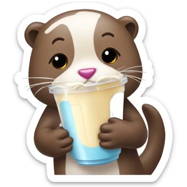 Girl otter with milk shake  sticker
