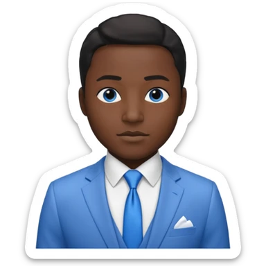 businessman, black skin, black eyes, white suit, blue tie sticker