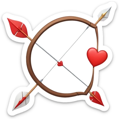 bow and arrow in a valentine’s day mood, with the arrow having a heart shape  sticker
