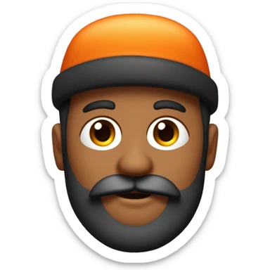 je veux un émoji avec une peau noir avec une barbe et un bonnet de couleur orange et des yeux marron et pas de moustache sticker