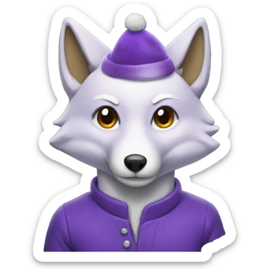 Purple fox with a Christmas tree sticker